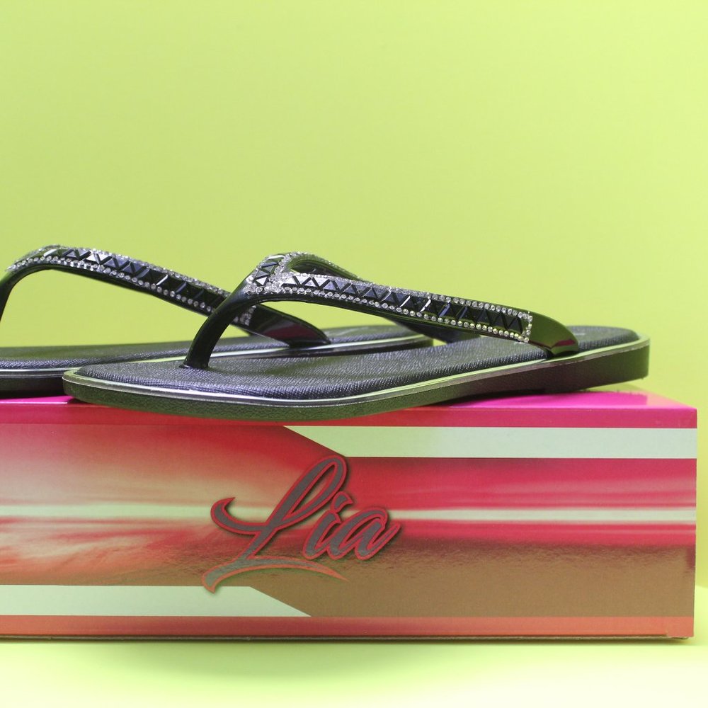 Sexy comfy women's flip flops flat sandals stones USA 9 EUR 40
